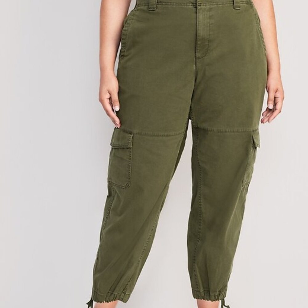 Old Navy Olive High-Waisted Balloon Barrel Cargo Pants XL